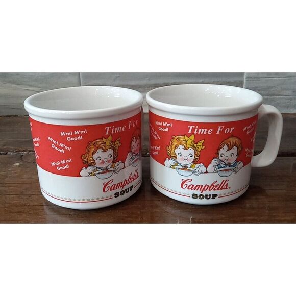 Campbell's Soup Mugs 2 Cups "Time For" 14 oz. 1998 Houston Harvest VTG GC Fall - Picture 7 of 7